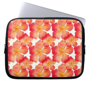 Orange Oleander Floral Pattern Laptop Sleeve