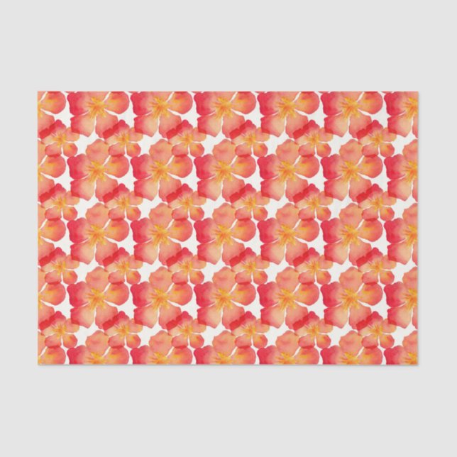 Orange Oleander Floral Pattern Tissue Paper (Front)