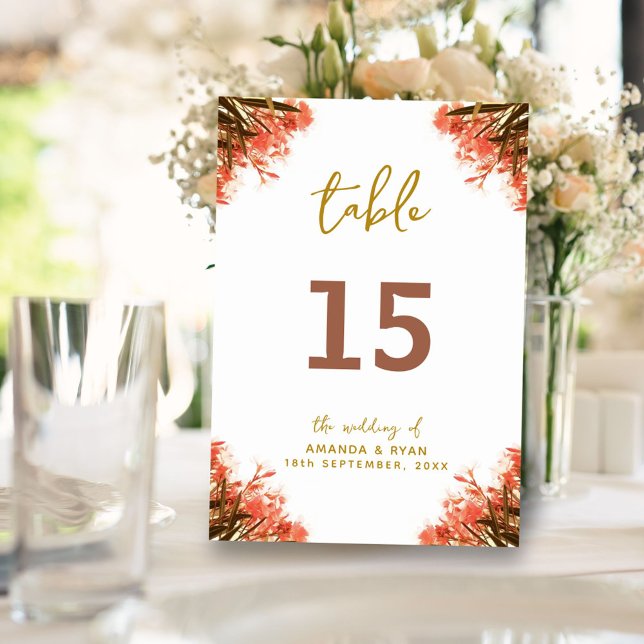 Orange Oleander Flower Wedding Table Number (Creator Uploaded)