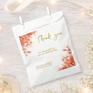 Orange Oleander Flowers Floral Wedding Thank you Favour Bag