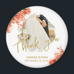 Orange Oleander Flowers Photo Thank you Wedding  Magnet<br><div class="desc">Orange Oleander Flowers Photo Thank you Wedding magnet. Photo wedding magnet with a wedding photo,  bride and groom names and wedding date. Personalise with your wedding photo and other details. An elegant and floral thank you magnet - great as a gift for your wedding guests.</div>
