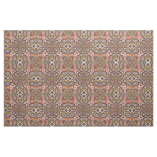 Orange Olive Green Retro Chic Nouveau Deco Pattern Fabric