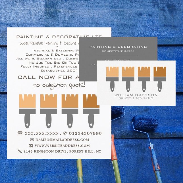 Orange Ombre Brushes, Painter & Decorator Flyer (Creator Uploaded)