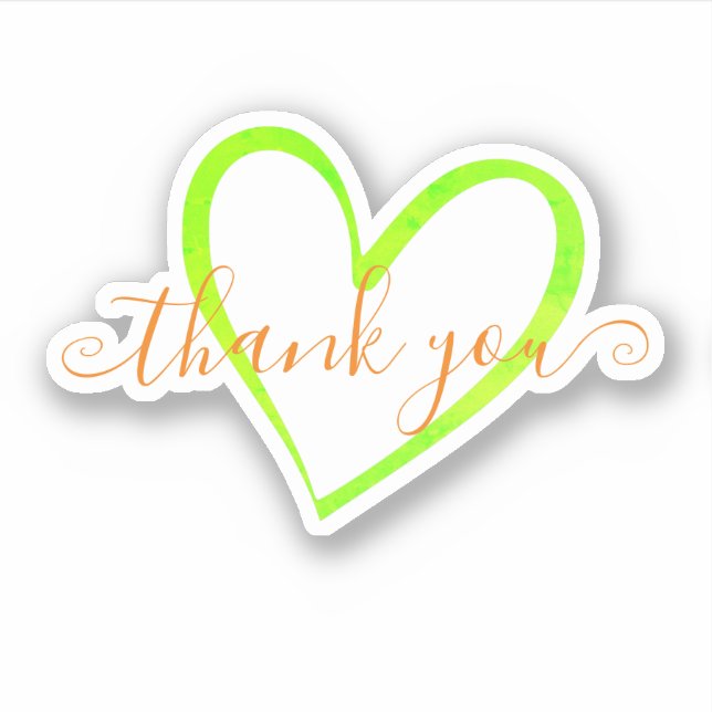 Orange Ombre Calligraphy Thank You Name Heart (Front)