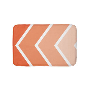 Orange Ombré Chevron Stripes Pattern Bath Mat
