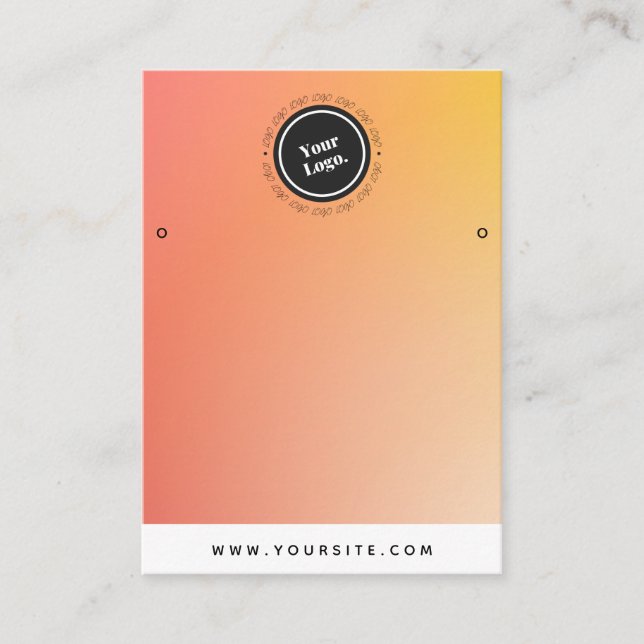 Orange Ombre Gradient Custom Logo Earrings Display Business Card (Front)