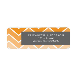 Orange Ombre Zig Zag Chevron Pattern Return Address Label