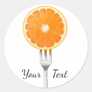 Orange on a fork classic round sticker