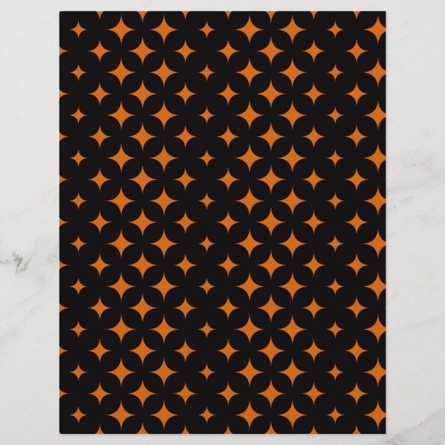 Orange on Black Halloween Pattern Craft Paper (Front)
