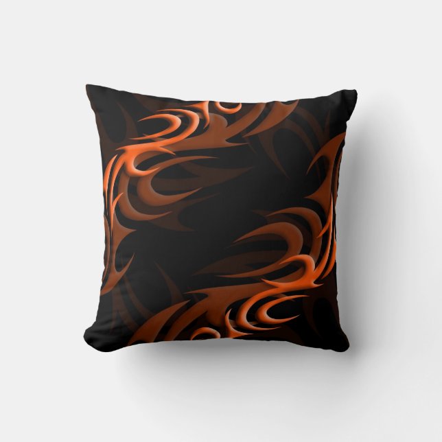 Orange on Black "Smoke" Pillow (Front)