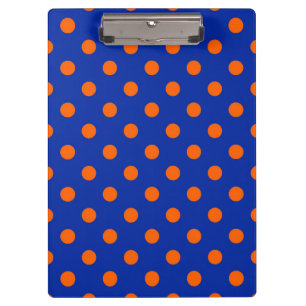 Orange On Blue Polka Dots Pattern Design Clipboard