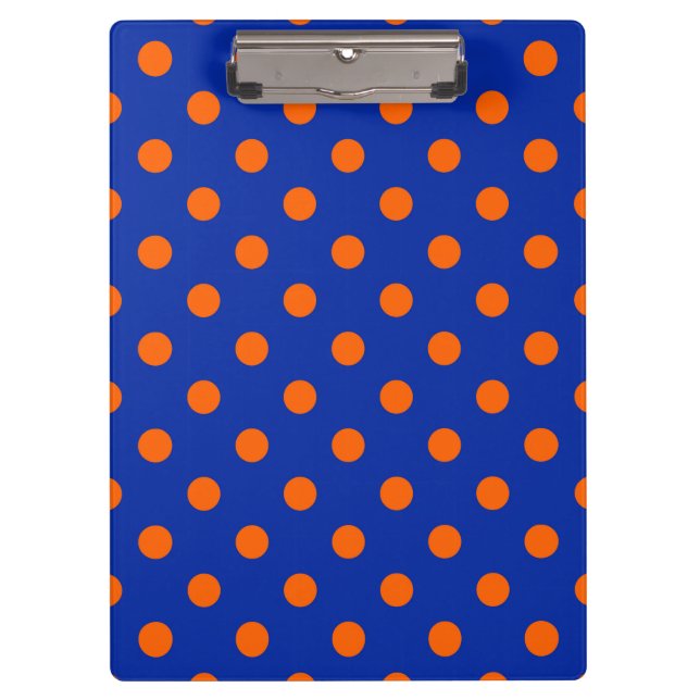 Orange On Blue Polka Dots Pattern Design  Clipboard (Front)
