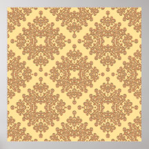 orange on cream arabesque design