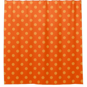 Orange On Deep Orange Polka Dots Pattern Design Shower Curtain