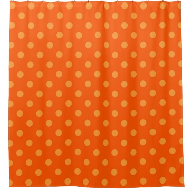 Orange On Deep Orange Polka Dots Pattern Design  Shower Curtain (Front)