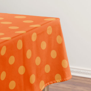 Orange On Deep Orange Polka Dots Pattern Design Tablecloth