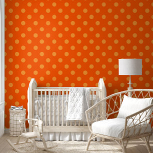 Orange On Deep Orange Polka Dots Pattern Design Wallpaper