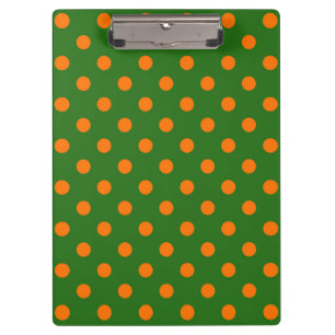 Orange On Green Polka Dots Pattern Design Clipboard