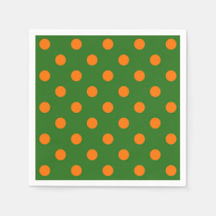 Orange On Green Polka Dots Pattern Design  Napkin