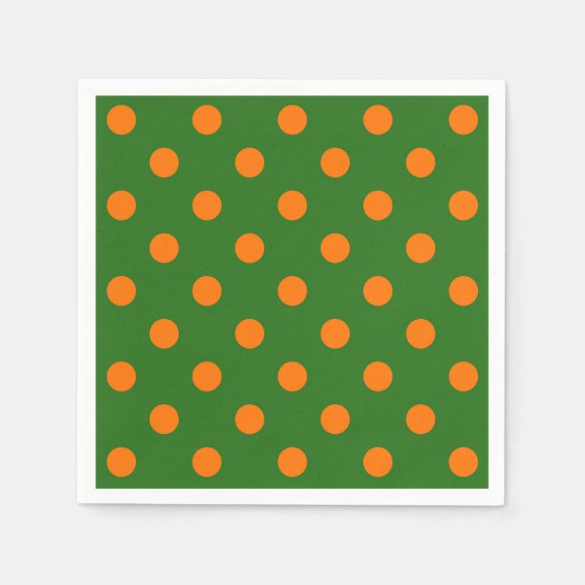 Orange On Green Polka Dots Pattern Design  Napkin (Front)
