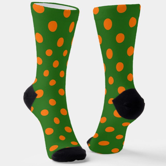Orange On Green Polka Dots Pattern Design  Socks (Creator Uploaded)
