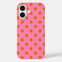 Orange On Pink Polka Dots Pattern Design