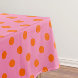 Orange On Pink Polka Dots Pattern Design Tablecloth