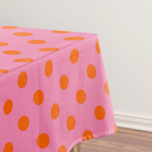 Orange On Pink Polka Dots Pattern Design Tablecloth (Creator Uploaded)