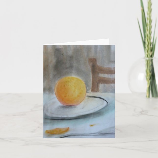 Orange on Plate pastel notecard by Brad Hines (Front)