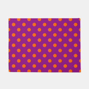 Orange On Purple Polka Dots Pattern Design Doormat