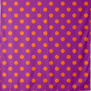 Orange On Purple Polka Dots Pattern Design Fabric