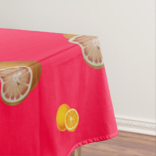 orange - orange - citrus fruits pink tablecloth