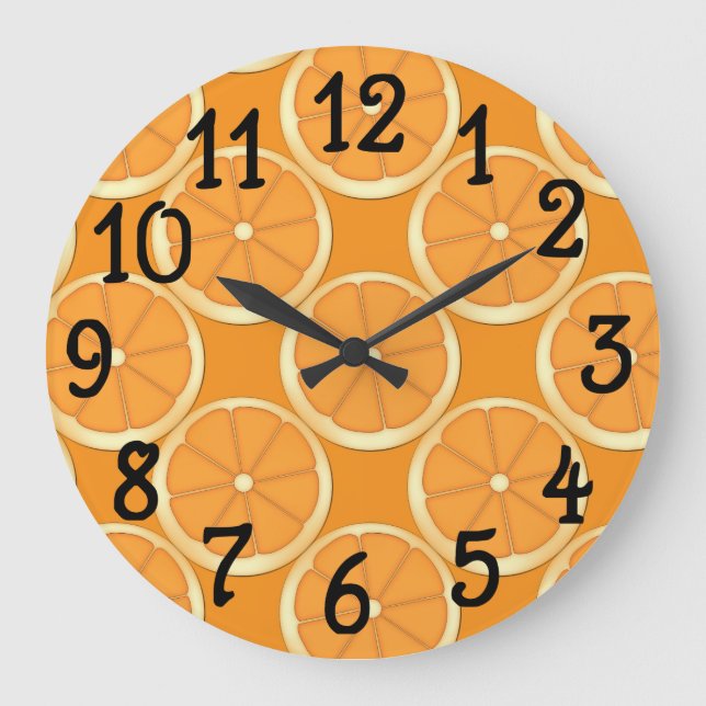 Orange Oranges Design Kitchen Wall Clock (Front)