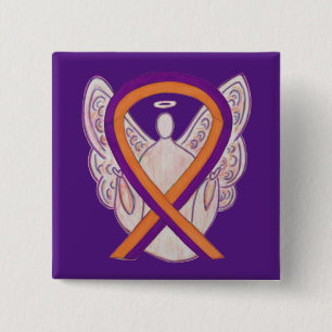 Orange & Orchid Angel Awareness Ribbon Custom Pins