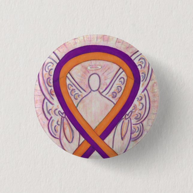 Orange & Orchid Angel Awareness Ribbon Custom Pins (Front)