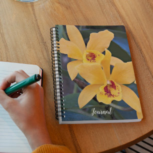 Orange Orchid Blooms Floral Notebook