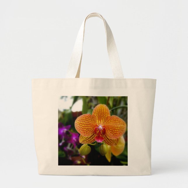 Orange Orchid Large Tote Bag (Front)