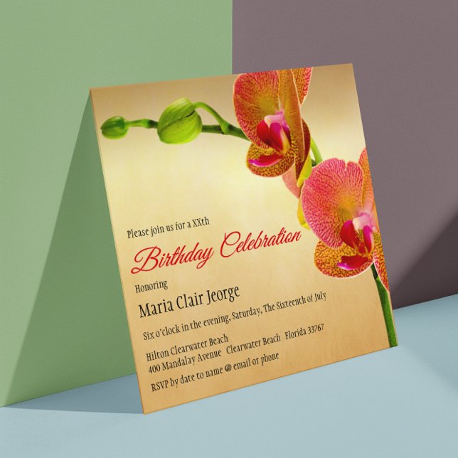 Orange Orchids Birthday Party Invitation (Creator Uploaded)