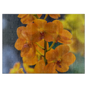 Orange orchids glass cutting board