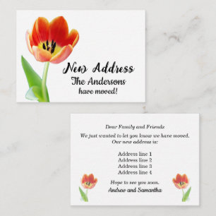 Orange Orchids on White New Address Announcement