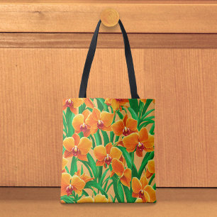Orange Orchids Tote Bag