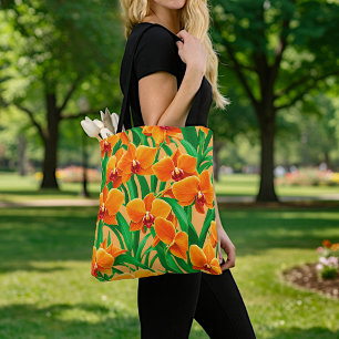 Orange Orchids Tote Bag