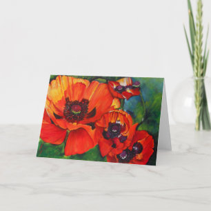 Orange Oriental Poppies Painting Card