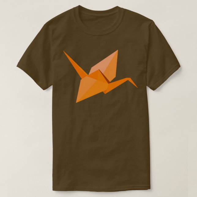 Orange Origami Paper Crane T-Shirt (Design Front)