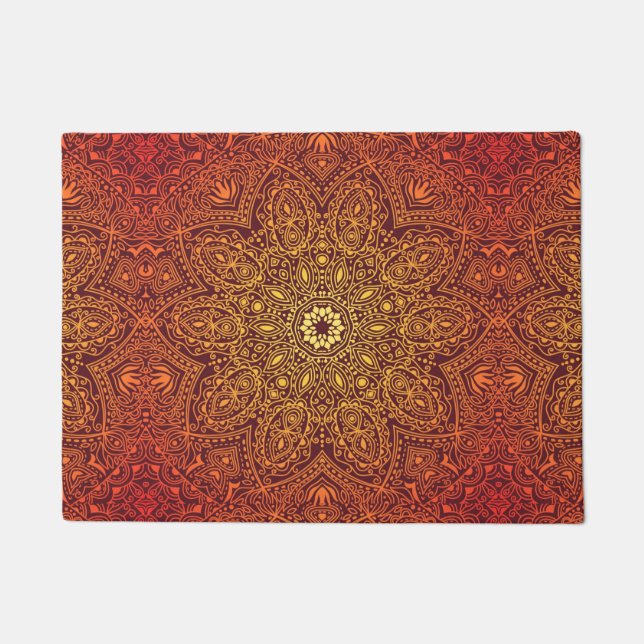 Orange Ornamental Lace Pattern Doormat (Front)