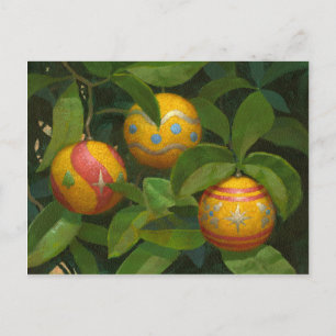 Orange Ornaments Christmas postcard