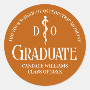 Orange Osteopathic Medical School Graduation Party Classic Round Sticker