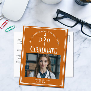 Orange Osteopathic Medical School Graduation Photo Announcement Postcard