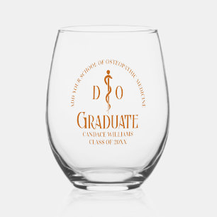 Orange Osteopathic Medical School Graduation Stemless Wine Glass