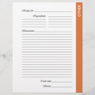 Orange OTHER 2-sided Recipe Pages